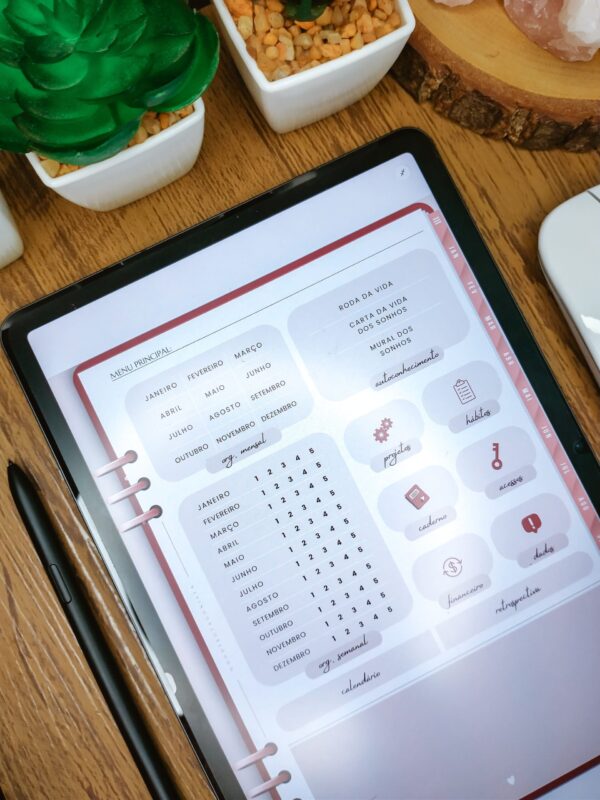 Menu Planner Digital Rosa