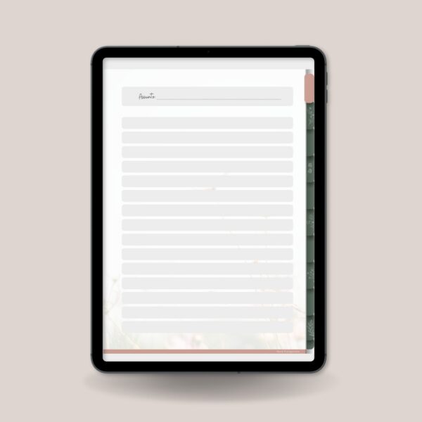Caderno Digital com abas e índice