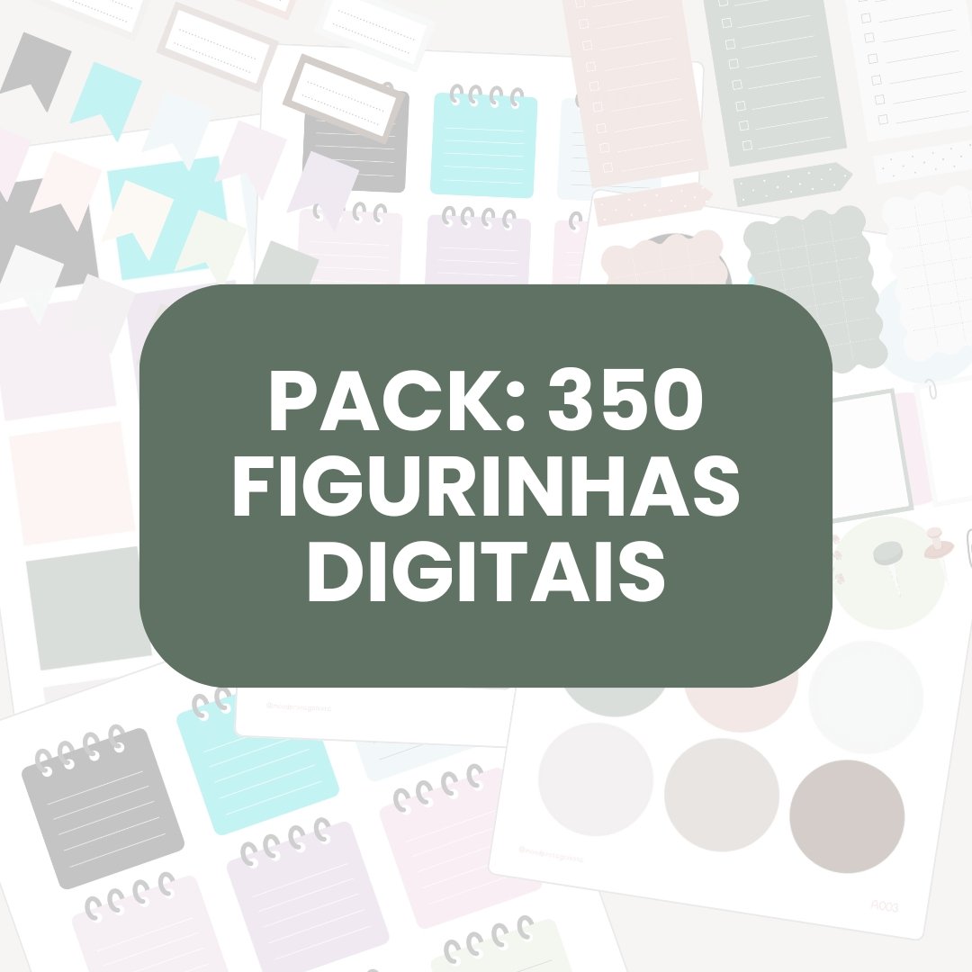 PACK 370 FIGURINHAS DIGITAIS: Washi Tapes, Post-Its, Tags, Sortidas e Temáticas